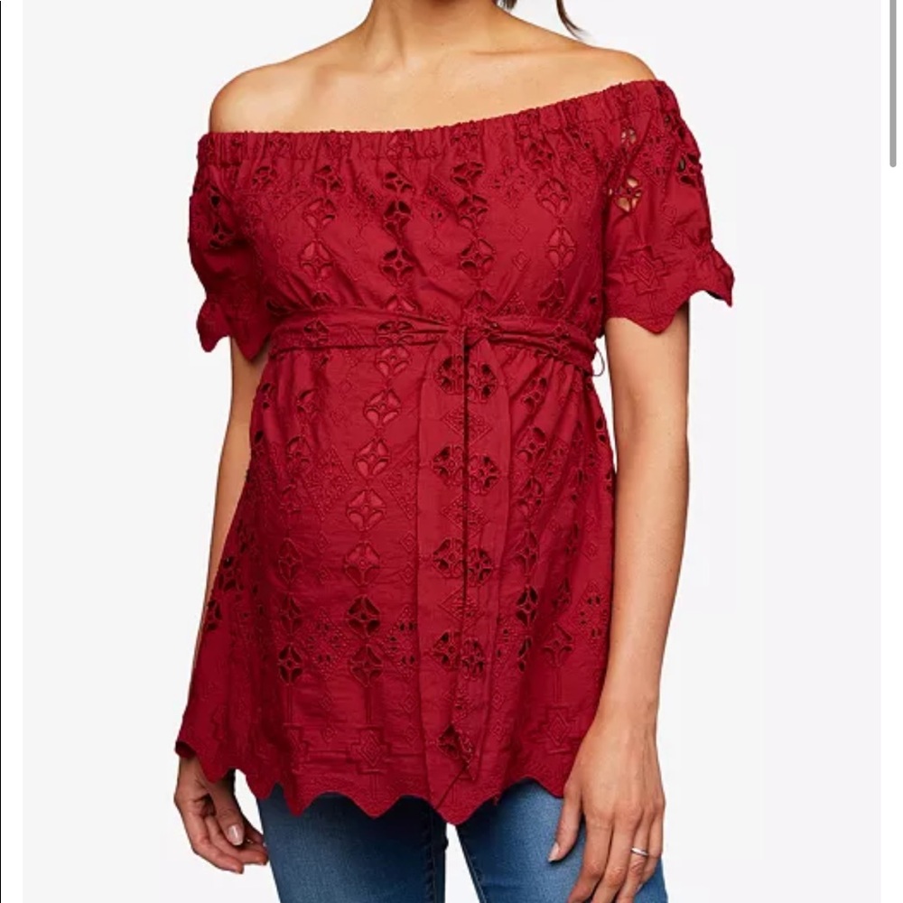 A Pea in the Pod Embroidered Off The Shoulder Top